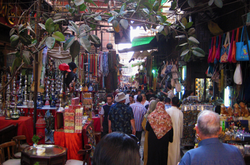 Souvenirs abound at the Khan Al Khalili Bazaar in Cairo