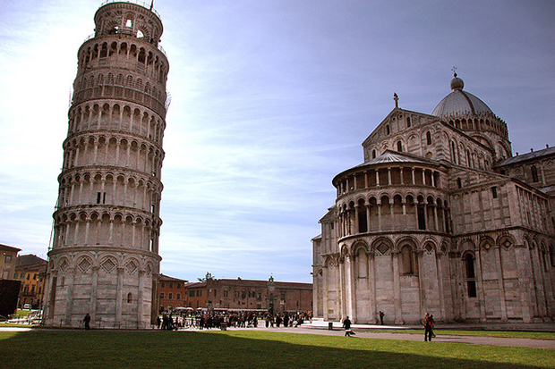 The Leaning Tower of Pisa dominates the landscape in Pisa, Italy The Leaning Tower of Pisa dominates the landscape in Pisa, Italy