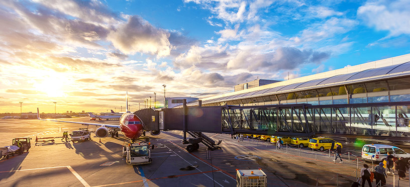 airplane waiting at airport gate