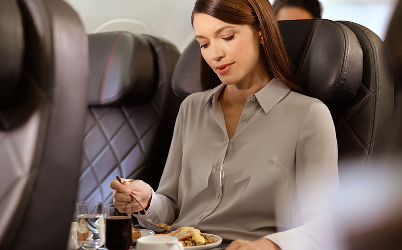 qantas business class meal 