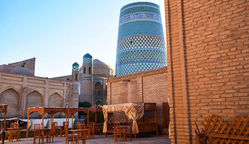 uzbekistan khiva tower view sunset
