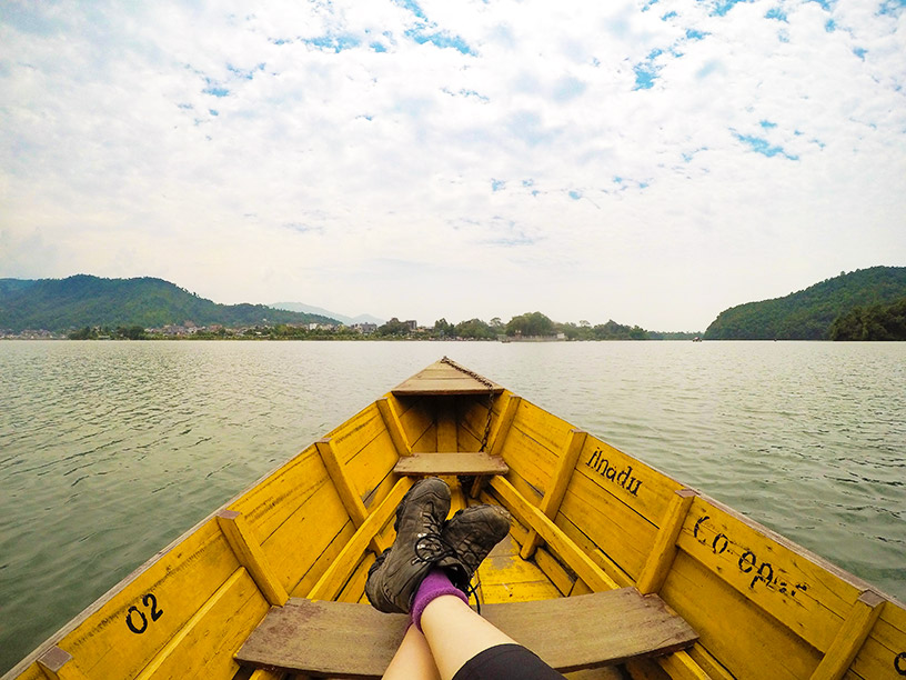 canoe ride in pokhara