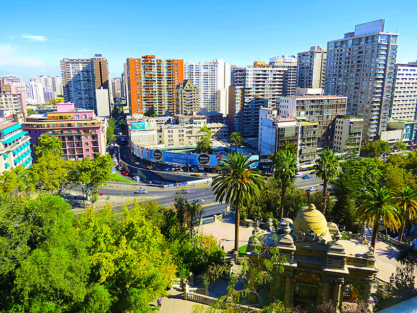 Bird's eye view of Santiago
