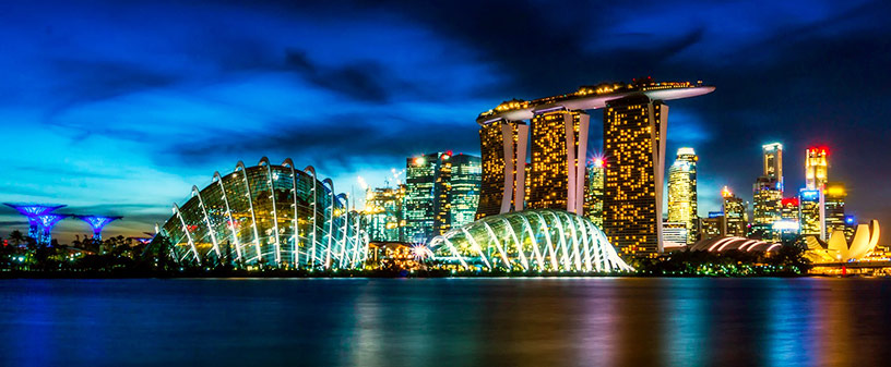 Singapore skyline at night